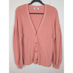 REVOLVE 525 Sweater Pleat Sleeve Cardigan Knit Cottagecore Barbie Pink Size S